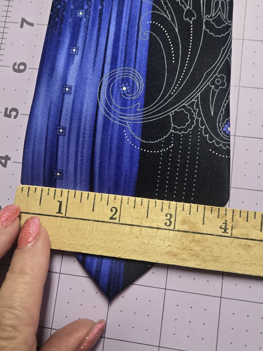 Stacy Adams 100% Silk Blue Black Paisley Men's Necktie 4